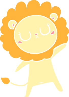 Bir insan tarafından çizilmiş düz renkli çizgi film aslanı