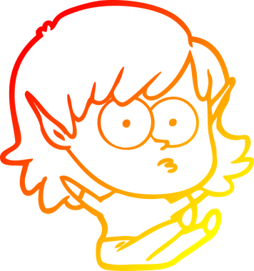 Bir insan tarafından çizilmiş, çizgi film karakteri bir elf kızı çizimi.