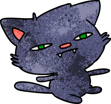 Bir insan tarafından çizilmiş kawaii kedisinin el yazısıyla çizilmiş çizgi filmi.