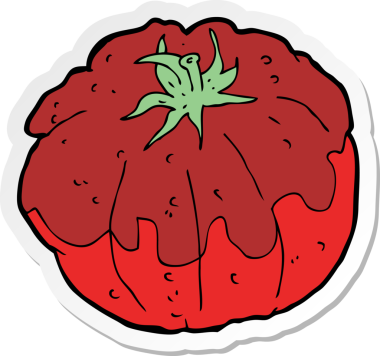 Bir insan tarafından çizilmiş bir domates etiketi.