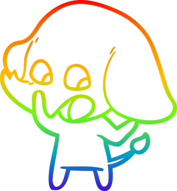 Gökkuşağı gradyan çizgisi bir insan tarafından çizilmiş şirin bir fil çizimi