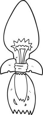 Bir insan tarafından çizilmiş bir fikrin serbest çizimi siyah beyaz çizgi film inanılmaz roket gemisi