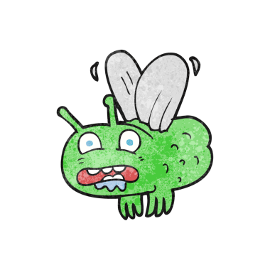 Bir insan tarafından çizilmiş el yapımı çizgi film sineği.