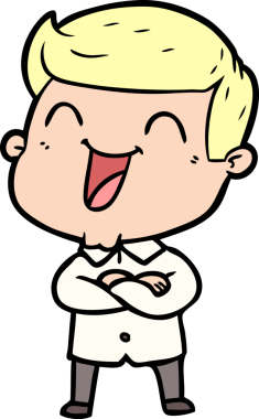 Bir insan tarafından çizilmiş gülen çizgi film adamı.