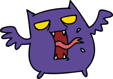 Bir insan tarafından çizilmiş sevimli, korkunç kawaii yarasasının serbest çizimi.