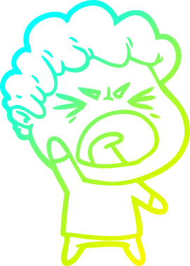 Bir insan tarafından çizilmiş öfkeli bir çizgi film karakteri.