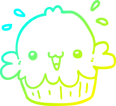 Bir insan tarafından çizilmiş tatlı bir turtanın soğuk gradyan çizimi