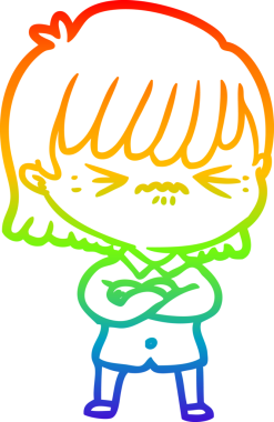 gökkuşağı gradyan çizimi bir insan tarafından çizilmiş bir çizgi film kızı