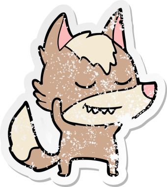 Bir insan tarafından çizilmiş dost canlısı bir kurdun sıkıntılı çıkartması.