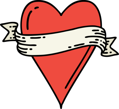 Bir insan tarafından çizilmiş geleneksel kalp ve bayrak şeklinde dövme.