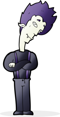 Bir insan tarafından çizilmiş bir vampir çizgi filmi.