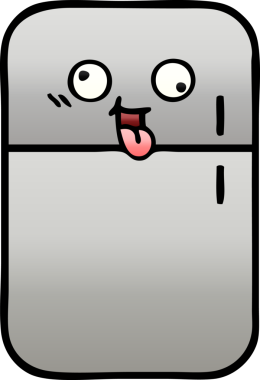 Bir insan tarafından çizilmiş bir buzdolabının gölgelenmiş karikatürü.