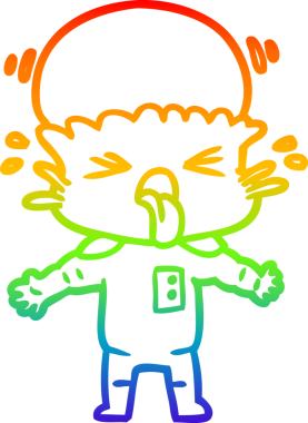 Gökkuşağı gradyanı çizimi bir insan tarafından çizilmiş garip bir uzaylı çizgi filmi.