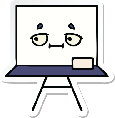 Bir insan tarafından çizilmiş beyaz bir karikatür çıkartması.