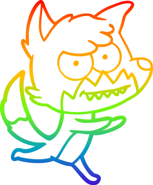 Bir insan tarafından çizilmiş sırıtan tilki çizgi çizimi.