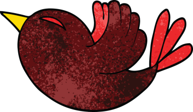 Bir insan tarafından çizilmiş kırmızı kuş.