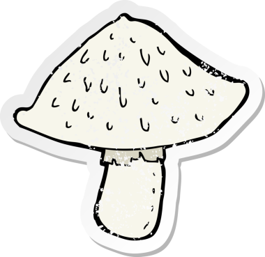 Bir insan tarafından çizilmiş vahşi bir mantarın gerilmiş yapıştırması.