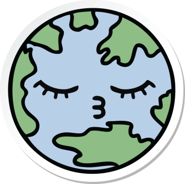 Bir insan tarafından çizilmiş şirin bir çizgi film gezegeninin çıkartması.