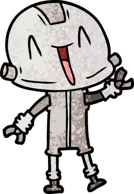 Bir insan tarafından çizilmiş çizgi film robotu