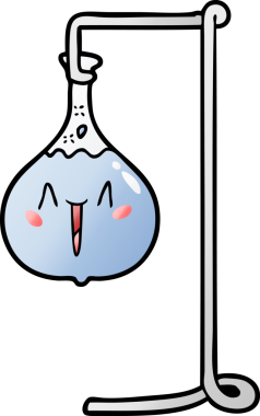 Bir insan tarafından çizilen mutlu çizgi film bilim deneyi