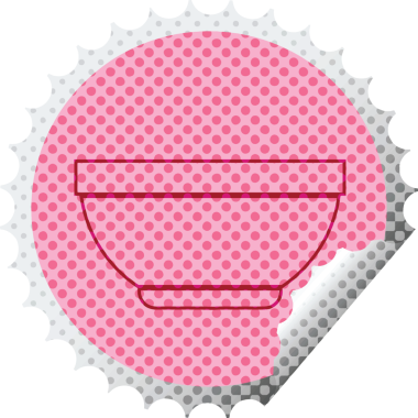 Pirinç kase dairesel kabuk soyma etiketi bir insan tarafından çizilmiş.