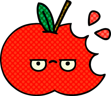 Bir insan tarafından çizilmiş kırmızı elma çizgi filmi.