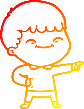 Bir insan tarafından çizilen mutlu bir çocuğun sıcak çizgi çizimi.