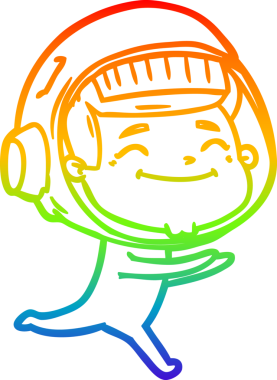 gökkuşağı gradyan çizimi mutlu bir çizgi astronot çizimi bir insan tarafından çizildi