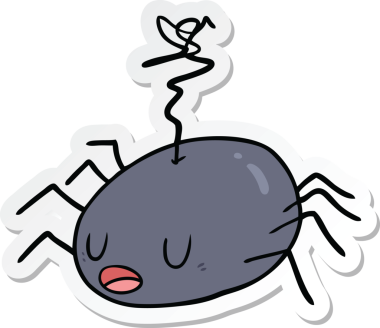 Bir insan tarafından çizilmiş çizgi film örümceğinin çıkartması.