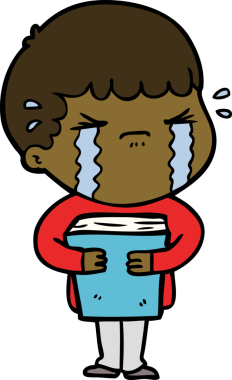 Bir insan tarafından çizilmiş ağlayan çizgi film adamı.