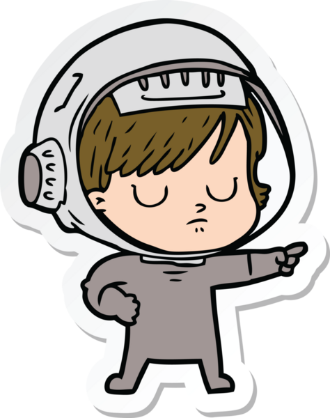 Bir insan tarafından çizilmiş astronot bir kadının çıkartması.