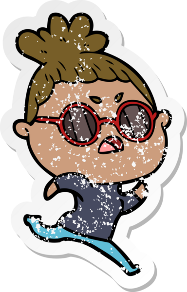 Bir insan tarafından çizilmiş bir karikatürün sıkıntılı çıkartması.