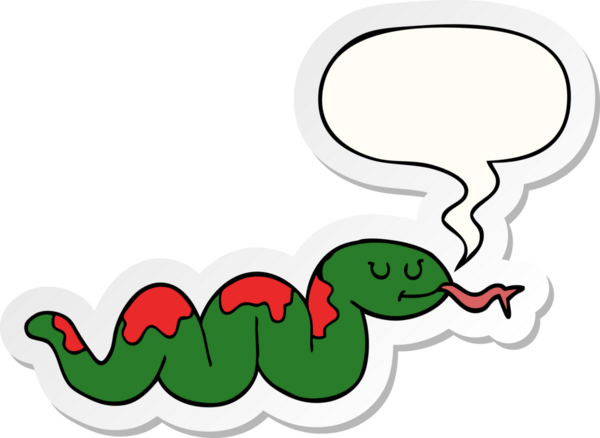 Bir insan tarafından çizilmiş konuşma balonu çıkartmalı çizgi film yılanı.