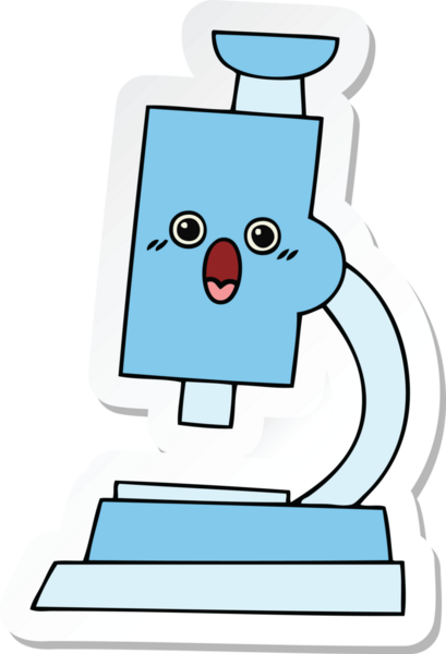 Bir insan tarafından çizilmiş şirin bir mikroskop etiketi.