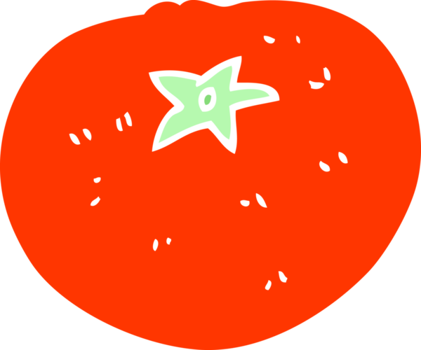 Bir insan tarafından çizilmiş domatesin düz renk çizimi