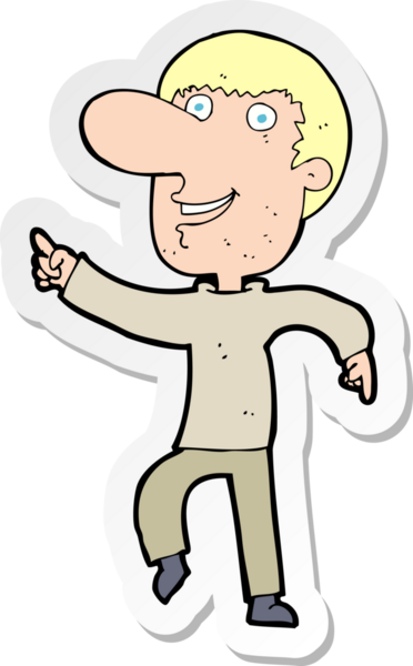 Bir insan tarafından çizilmiş mutlu bir adamın çizdiği karikatür çıkartması.