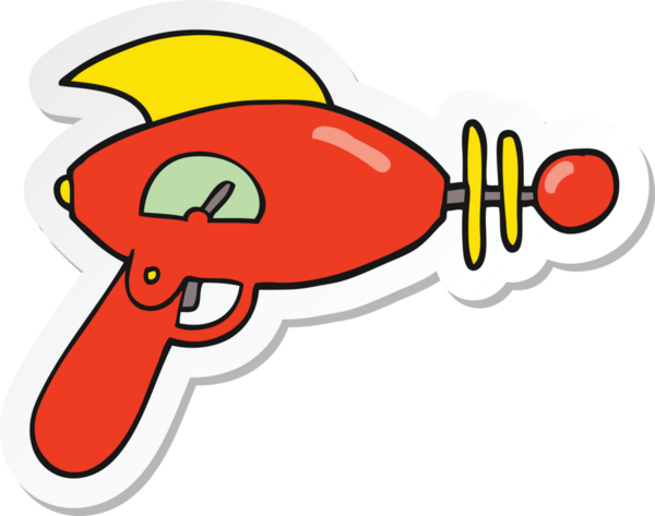 Bir insan tarafından çizilmiş bir ışın tabancasının çıkartması.