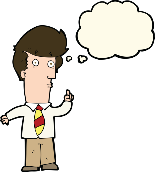 Bir insan tarafından çizilen düşünce baloncuğu ile ilgili sorusu olan bir çizgi film adamı.