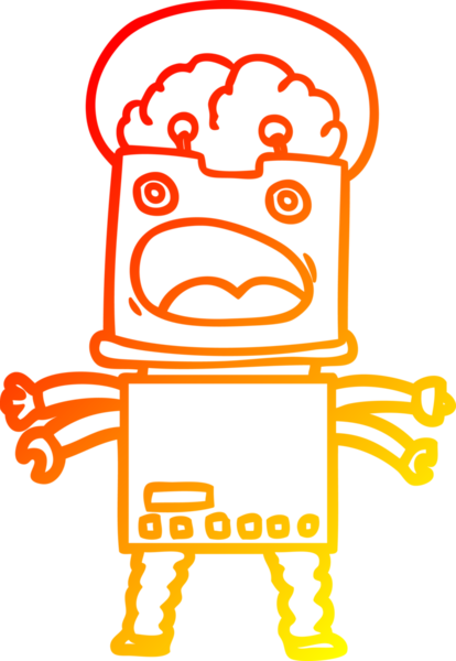 Bir insan tarafından çizilen çizgi film robotunun sıcak çizgi çizimi