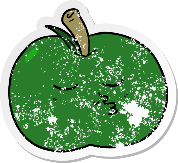 Bir insan tarafından çizilmiş yüksek kaliteli bir elmanın sıkıntılı çıkartması.