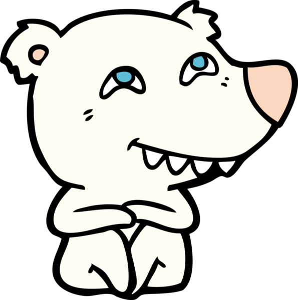 Karikatür kutup ayısı bir insan tarafından çizilmiş dişleri gösteriyor