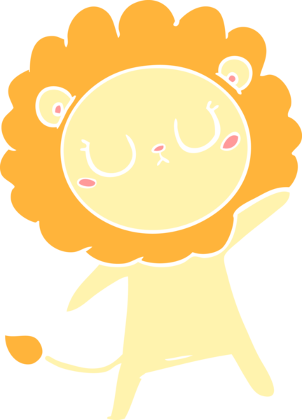 Bir insan tarafından çizilmiş düz renkli çizgi film aslanı