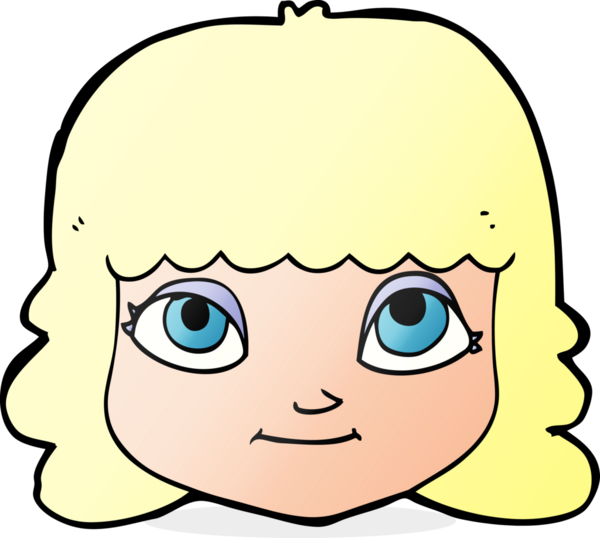 Bir insan tarafından çizilmiş mutlu kadın yüzü.