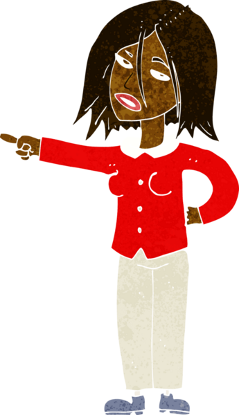 Bir insan tarafından çizilmiş çizgi film kadını.