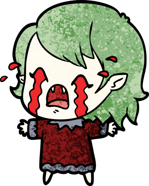 Bir insan tarafından çizilmiş ağlayan vampir kız çizgi filmi.