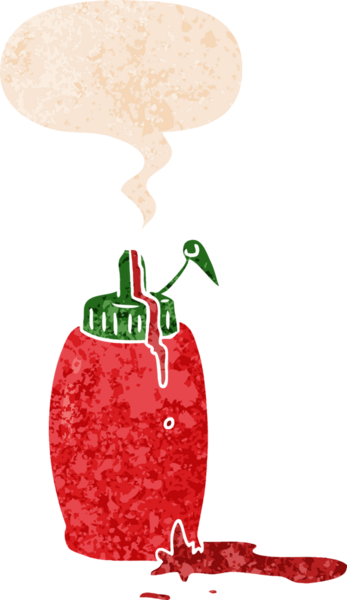 grunge 'da konuşma baloncuğu olan ketçap şişesi bir insan tarafından çizilmiş tedirgin geçmiş dokuma tarzı.