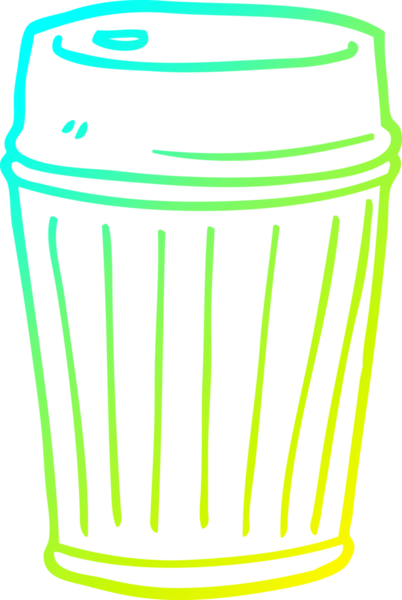 Bir çizgi filmin soğuk gradyan çizimi bir insan tarafından çizilmiş kahveyi dışarı çıkarır.