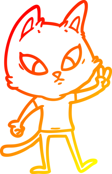 Bir insan tarafından çizilmiş kafası karışmış çizgi film kedisinin sıcak çizgi çizimi