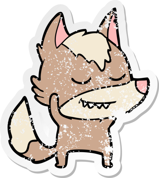 Bir insan tarafından çizilmiş dost canlısı bir kurdun sıkıntılı çıkartması.