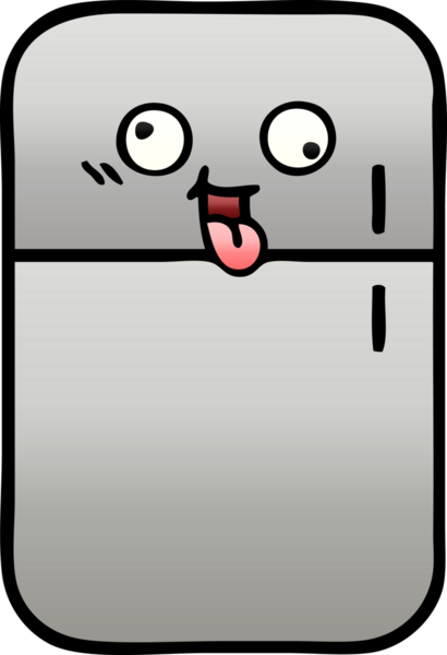 Bir insan tarafından çizilmiş bir buzdolabının gölgelenmiş karikatürü.